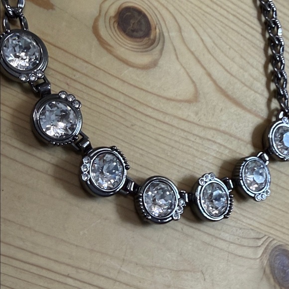 Silpada KR Black GunMetal Necklace Clear Stones Swarovski 18-20" - Picture 4 of 4